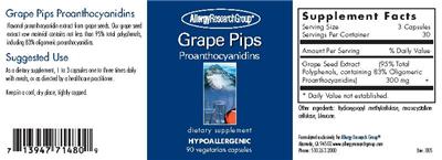 Photo of the Allergy Research Group Grape Pips Proanthocyanidins label