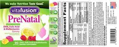 Photo of the vitafusion PreNatal label