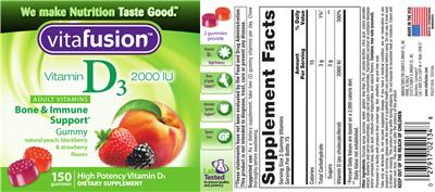 Photo of the vitafusion Vitamin D3 2000 IU label