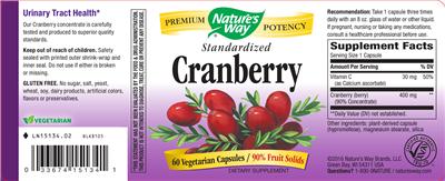 Photo of the Nature's Way Cranberry label