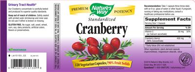 Photo of the Nature's Way Cranberry label