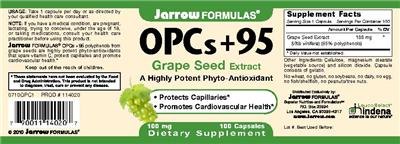 Photo of the Jarrow Formulas OPCs + 95 100 mg label