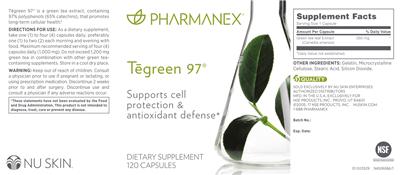 Photo of the Pharmanex Tegreen 97 label