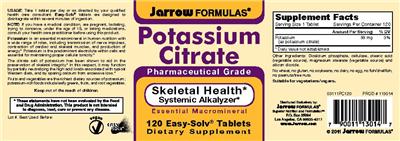 Photo of the Jarrow Formulas Potassium Citrate label
