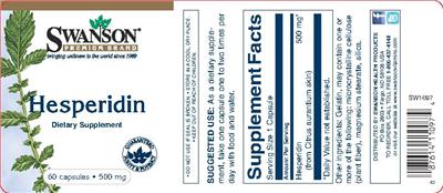 Photo of the Swanson Premium Brand Hesperidin 500 mg label