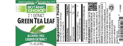 Photo of the Botanic Choice Green Tea Leaf label