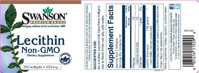 Photo of the Swanson Premium Brand Lecithin Non-GMO 520 mg label