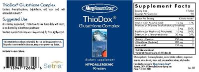 Photo of the Allergy Research Group ThioDox Glutathione Complex label