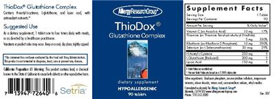 Photo of the Allergy Research Group ThioDox Glutathione Complex label
