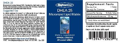 Photo of the Allergy Research Group DHEA 25 label