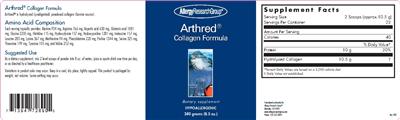 Photo of the Allergy Research Group Arthred Collagen Formula label