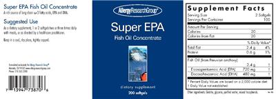 Photo of the Allergy Research Group Super EPA Fish Oil Concentrate label