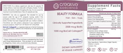 Photo of the Creative Bioscience Beauty Formula label