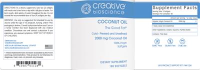Photo of the Creative Bioscience Coconut Oil label