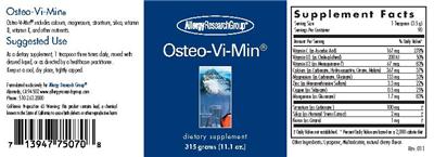 Photo of the Allergy Research Group Osteo-Vi-Min label