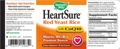 Photo of the Nature's Way HeartSure Red Yeast Rice label
