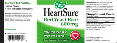 Photo of the Nature's Way HeartSure Red Yeast Rice 600 mg label