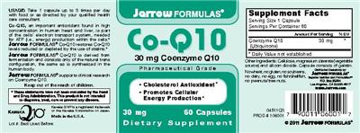 Photo of the Jarrow Formulas Co-Q10 30 mg label