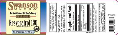 Photo of the Swanson Ultra Resveratrol 100 100 mg label