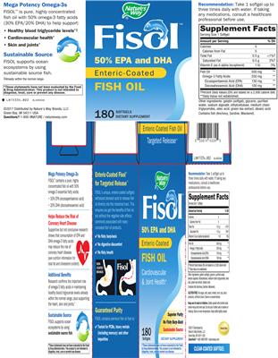 Photo of the Nature's Way Fisol Enteric-Coated Fish Oil label