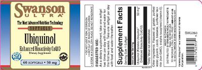 Photo of the Swanson Ultra Ubiquinol 50 mg label