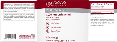 Photo of the Creative Bioscience Pure Creatine 5000 mg Unflavored label
