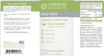 Photo of the Creative Bioscience Pure Fiber Unflavored label
