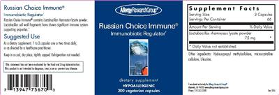 Photo of the Allergy Research Group Russian Choice Immune label