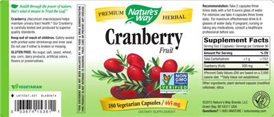 Photo of the Nature's Way Cranberry Fruit 465 mg label