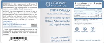 Photo of the Creative Bioscience Stress Formula label