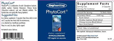Photo of the Allergy Research Group PhytoCort label