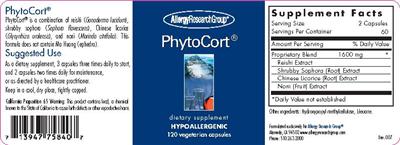 Photo of the Allergy Research Group PhytoCort label