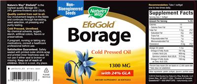 Photo of the Nature's Way EfaGold Borage 1300 mg label