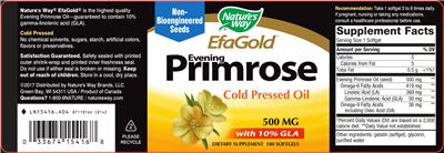 Photo of the Nature's Way EfaGold Evening Primrose 500 mg label