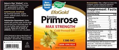 Photo of the Nature's Way EfaGold Evening Primrose Max Strength 1300 mg label