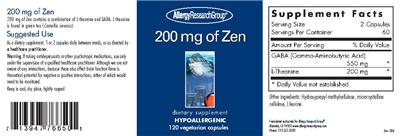 Photo of the Allergy Research Group 200 mg Of Zen label