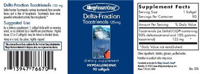 Photo of the Allergy Research Group Delta-Fraction Tocotrienols 125 mg label