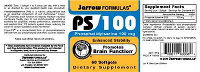 Photo of the Jarrow Formulas PS100 100 mg label