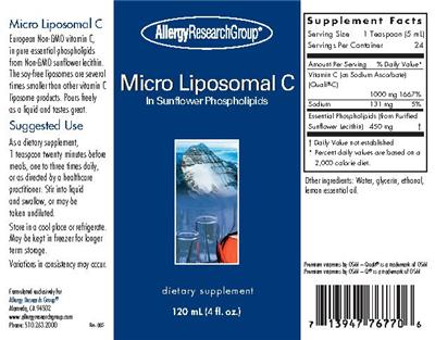 Photo of the Allergy Research Group Micro Liposomal C label