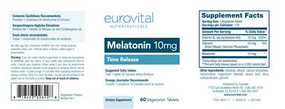 Photo of the Eurovital Nutraceuticals Melatonin 10 mg label