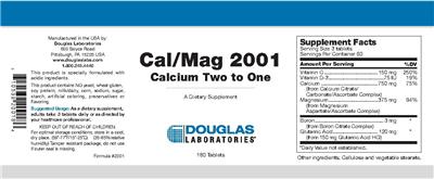 Photo of the Douglas Laboratories Cal/Mag 2001 Calcium Two To One label