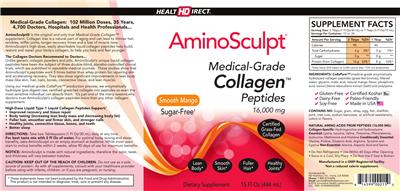 Photo of the Health Direct AminoSculpt Collagen Peptides Smooth Mango label