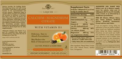 Liquid Calcium Magnesium Citrate With Vitamin D3 Natural Orange-Vanilla Flavor