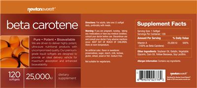 Photo of the NewtonEverett Beta Carotene 25,000 IU label