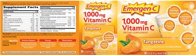 Photo of the Emergen-C 1,000 mg Vitamin C Tangerine label