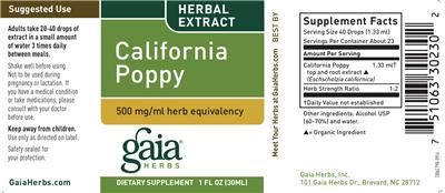 Photo of the Gaia Herbs California Poppy label