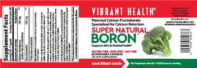 Photo of the Vibrant Health Super Natural Boron label