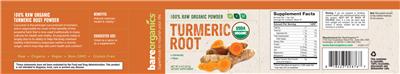 Photo of the BareOrganics Turmeric Root label