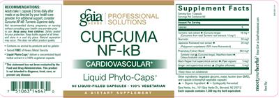 Photo of the Gaia Herbs Professional Solutions Curcuma NF-kB Cardiovascular Liquid Phyto-Caps label
