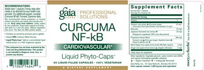 Photo of the Gaia Herbs Professional Solutions Curcuma NF-kB Cardiovascular Liquid Phyto-Caps label